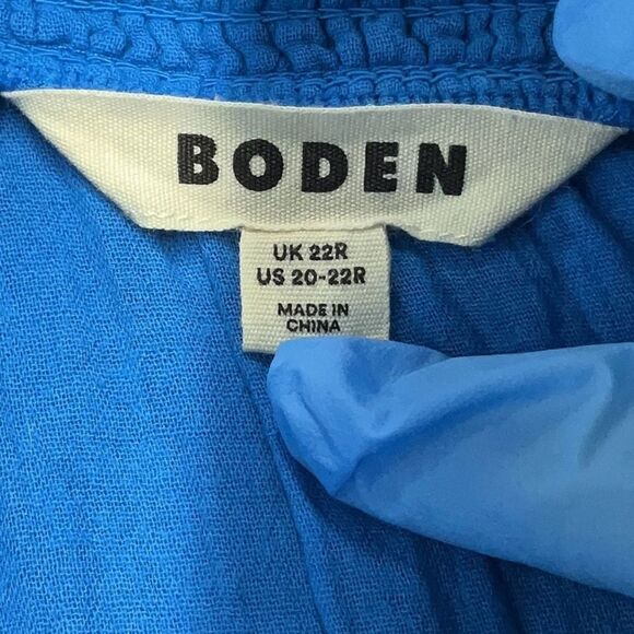 Boden 100% Cotton Gauze Blue Double Cloth Maxi Tiered Dress Size 22 Regular - Picture 6 of 13